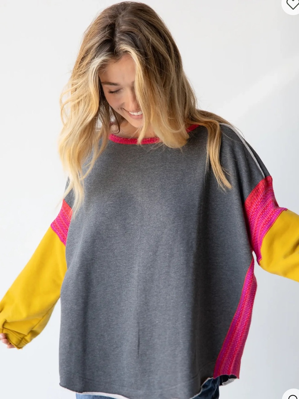 Natural life knit trim sweatshirt